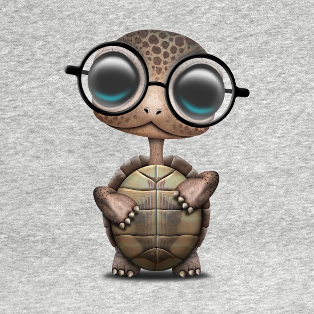 Cute Nerdy Turtle Wearing Glasses by jeffbartels